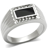 High polished (no plating) Stainless Steel Ring with Top Grade Crystal  in Clear