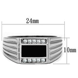 High polished (no plating) Stainless Steel Ring with Top Grade Crystal  in Clear