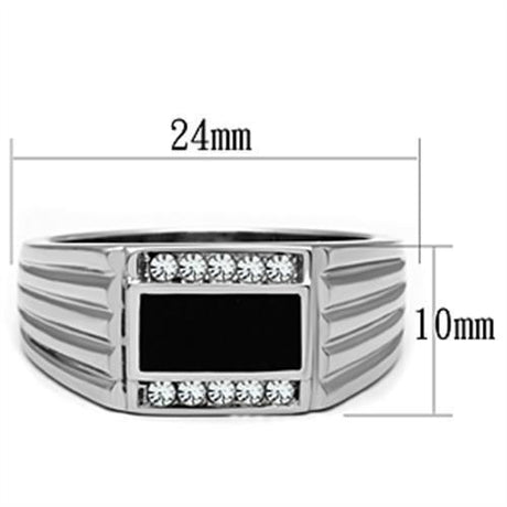 High polished (no plating) Stainless Steel Ring with Top Grade Crystal  in Clear