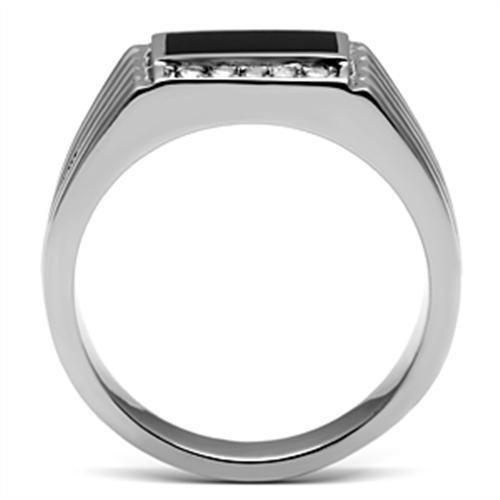 High polished (no plating) Stainless Steel Ring with Top Grade Crystal  in Clear