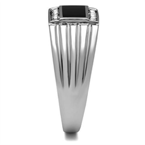 High polished (no plating) Stainless Steel Ring with Top Grade Crystal  in Clear