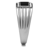 High polished (no plating) Stainless Steel Ring with Top Grade Crystal  in Clear