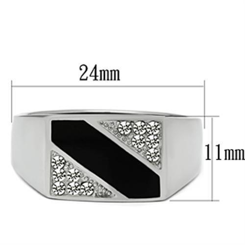 High polished (no plating) Stainless Steel Ring with Top Grade Crystal  in Clear