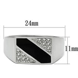 High polished (no plating) Stainless Steel Ring with Top Grade Crystal  in Clear