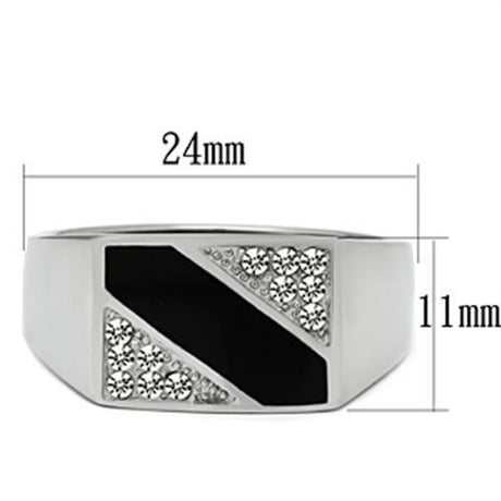 High polished (no plating) Stainless Steel Ring with Top Grade Crystal  in Clear