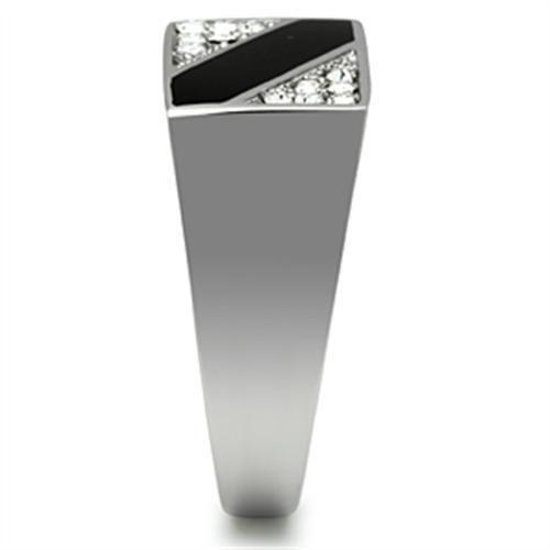 High polished (no plating) Stainless Steel Ring with Top Grade Crystal  in Clear
