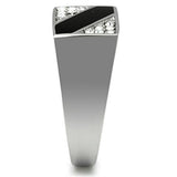 High polished (no plating) Stainless Steel Ring with Top Grade Crystal  in Clear