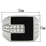 High polished (no plating) Stainless Steel Ring with Top Grade Crystal  in Clear