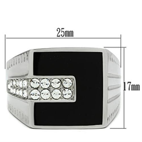High polished (no plating) Stainless Steel Ring with Top Grade Crystal  in Clear