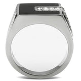 High polished (no plating) Stainless Steel Ring with Top Grade Crystal  in Clear