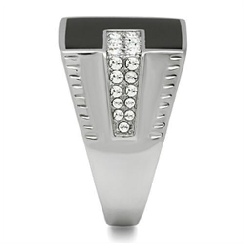 High polished (no plating) Stainless Steel Ring with Top Grade Crystal  in Clear