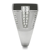 High polished (no plating) Stainless Steel Ring with Top Grade Crystal  in Clear