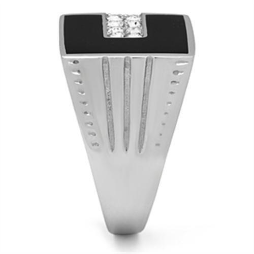 High polished (no plating) Stainless Steel Ring with Top Grade Crystal  in Clear
