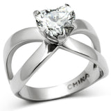 High polished (no plating) Stainless Steel Ring with AAA Grade CZ  in Clear