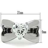 High polished (no plating) Stainless Steel Ring with AAA Grade CZ  in Clear