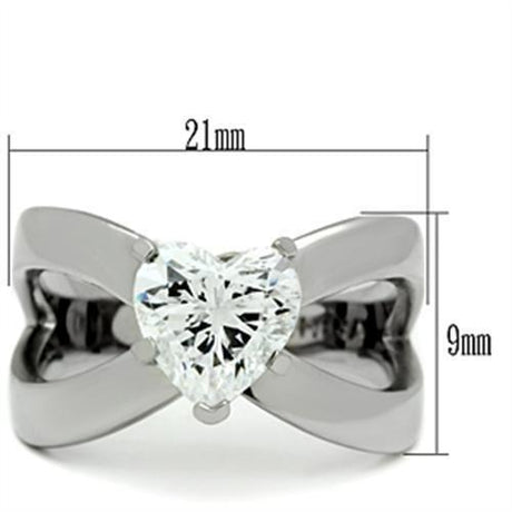 High polished (no plating) Stainless Steel Ring with AAA Grade CZ  in Clear