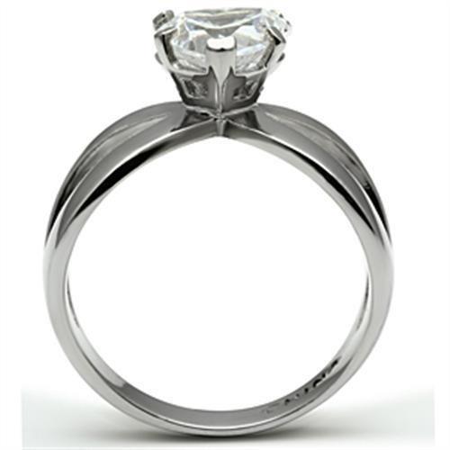 High polished (no plating) Stainless Steel Ring with AAA Grade CZ  in Clear