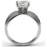 High polished (no plating) Stainless Steel Ring with AAA Grade CZ  in Clear