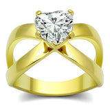 IP Gold(Ion Plating) Stainless Steel Ring with AAA Grade CZ  in Clear