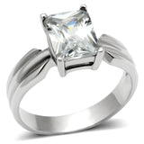High polished (no plating) Stainless Steel Ring with AAA Grade CZ  in Clear