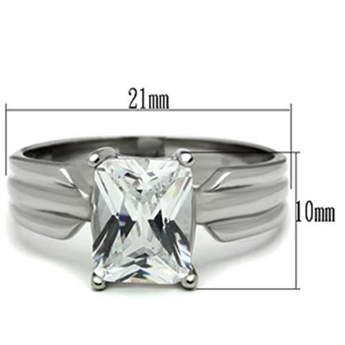 High polished (no plating) Stainless Steel Ring with AAA Grade CZ  in Clear