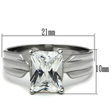 High polished (no plating) Stainless Steel Ring with AAA Grade CZ  in Clear