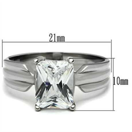 High polished (no plating) Stainless Steel Ring with AAA Grade CZ  in Clear