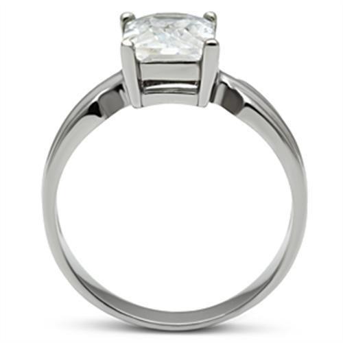 High polished (no plating) Stainless Steel Ring with AAA Grade CZ  in Clear