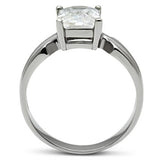 High polished (no plating) Stainless Steel Ring with AAA Grade CZ  in Clear