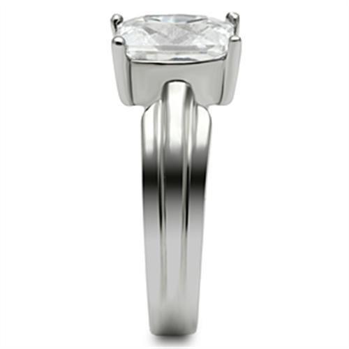 High polished (no plating) Stainless Steel Ring with AAA Grade CZ  in Clear