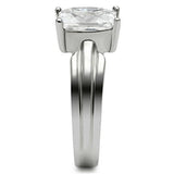 High polished (no plating) Stainless Steel Ring with AAA Grade CZ  in Clear