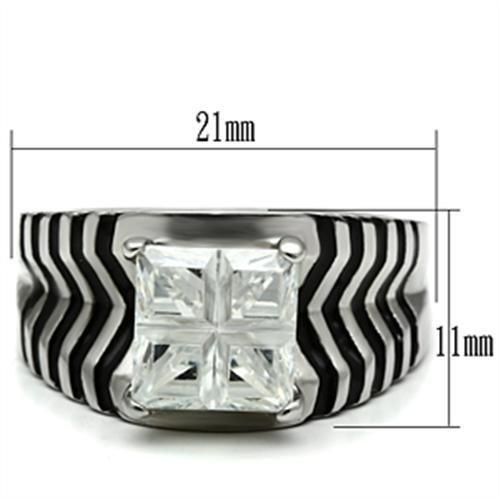 High polished (no plating) Stainless Steel Ring with AAA Grade CZ  in Clear