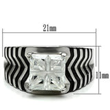 High polished (no plating) Stainless Steel Ring with AAA Grade CZ  in Clear