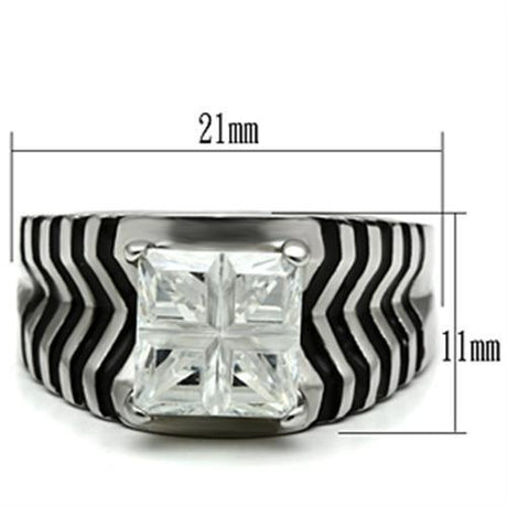 High polished (no plating) Stainless Steel Ring with AAA Grade CZ  in Clear