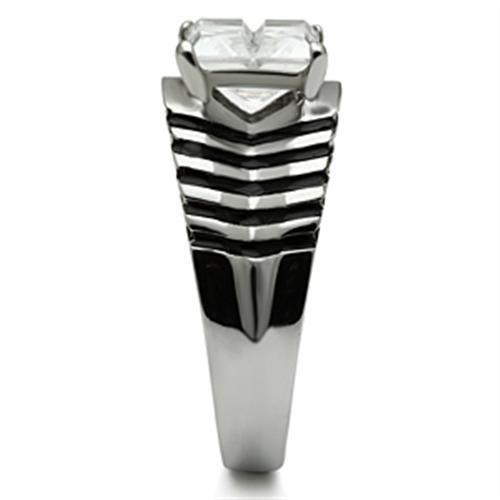 High polished (no plating) Stainless Steel Ring with AAA Grade CZ  in Clear