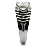 High polished (no plating) Stainless Steel Ring with AAA Grade CZ  in Clear