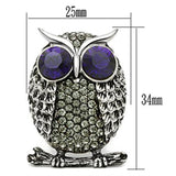 High polished (no plating) Stainless Steel Ring with Top Grade Crystal  in Amethyst