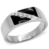 High polished (no plating) Stainless Steel Ring with Top Grade Crystal  in Clear