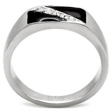 High polished (no plating) Stainless Steel Ring with Top Grade Crystal  in Clear