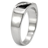 High polished (no plating) Stainless Steel Ring with Top Grade Crystal  in Clear
