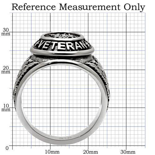 Silver US Veteran Ring – Stainless Steel Military Tribute (Size 8–14)