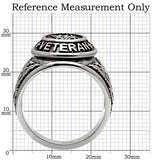 Silver US Veteran Ring – Stainless Steel Military Tribute (Size 8–14)