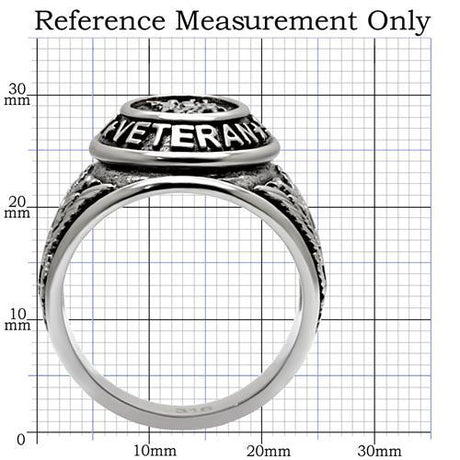 Silver US Veteran Ring – Stainless Steel Military Tribute (Size 8–14)