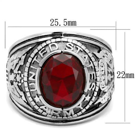 High-Polished Stainless Steel Ring with Synthetic Synthetic Glass in Siam