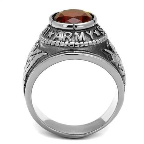 High-Polished Stainless Steel Ring with Synthetic Synthetic Glass in Siam