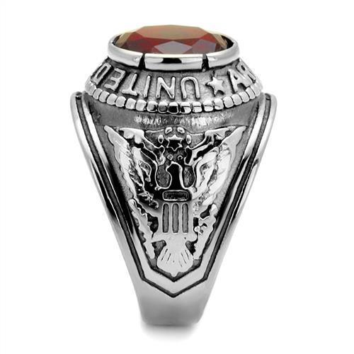 High-Polished Stainless Steel Ring with Synthetic Synthetic Glass in Siam