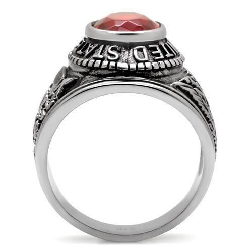 High-Polished Stainless Steel Ring with Synthetic Synthetic Glass in Siam