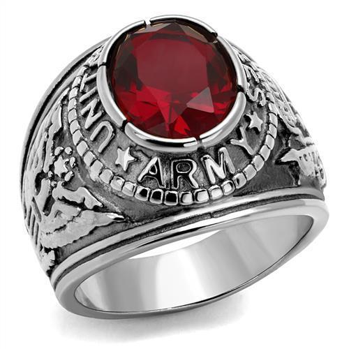 High-Polished Stainless Steel Ring with Synthetic Synthetic Glass in Siam