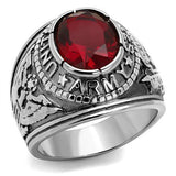 High-Polished Stainless Steel Ring with Synthetic Synthetic Glass in Siam
