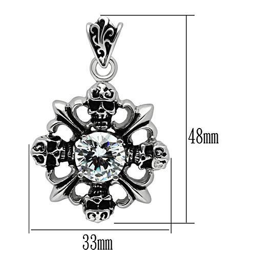 High polished (no plating) Stainless Steel Chain Pendant with AAA Grade CZ  in Clear